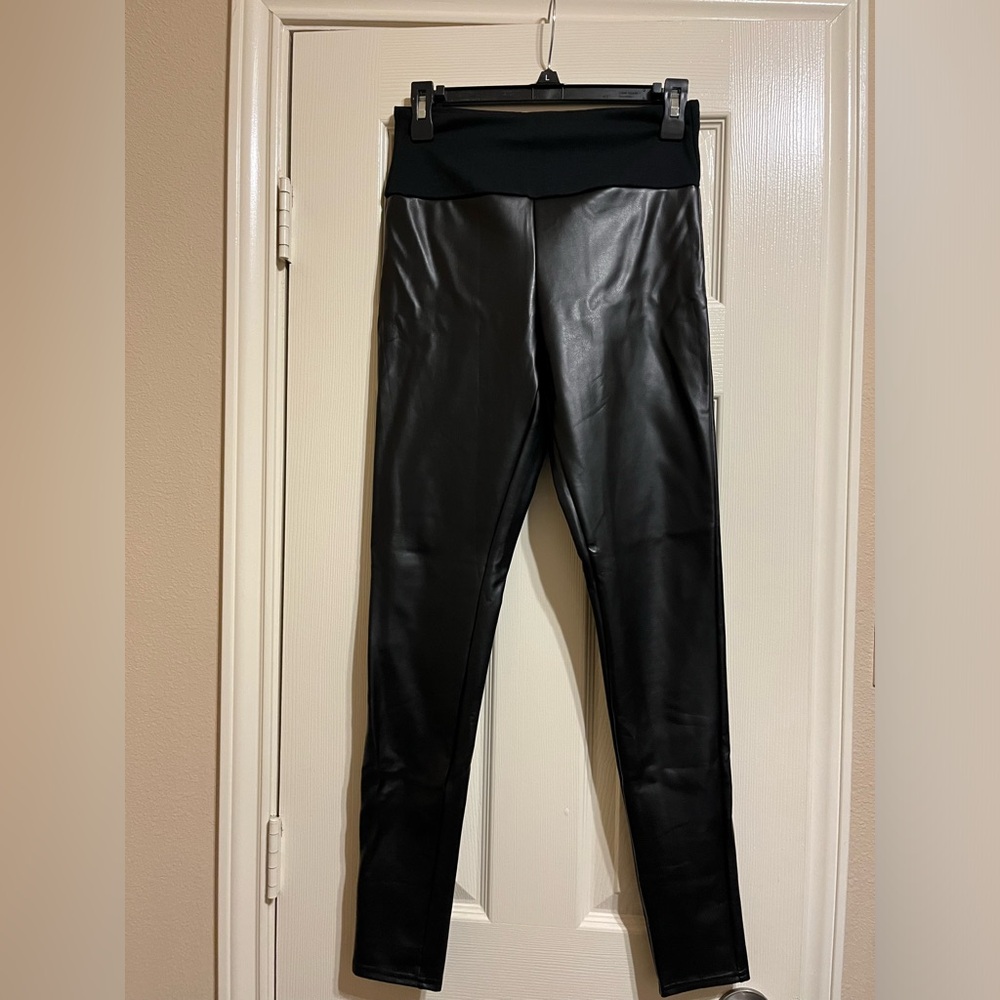 Black Faux Leather High-Waist Leggings